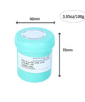 100 Gram No Clean Solder Paste For Phone Repair And PCB Rework NC559 28um Formula tub with measurement labels