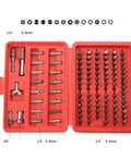 Huge 100 Piece Magnetic Screwdriver Bit Set With Hex Star Security Bits Perfect For Power Drills And Hand Drivers Versatile Tool Kit For Any Home Project, red case open