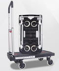 Straight Up Heavy Duty Metal Platform Cart With Four Cushioned Wheels Folding Utility Dolly, foldable design showcasing wheels.