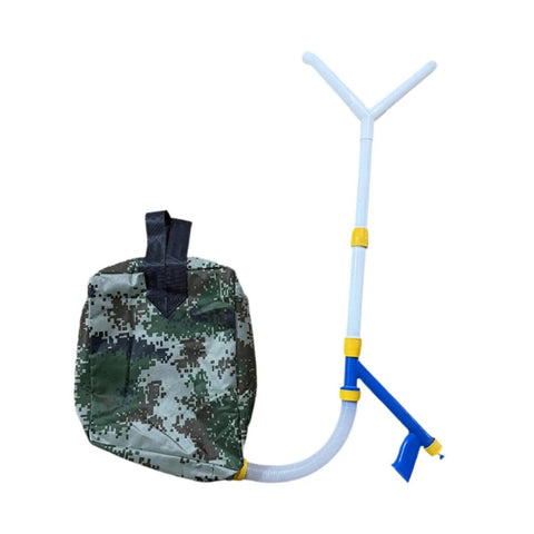 Backpack Style Handheld Manure Spreader For Garden And Field Work with camo bag and PVC pipe