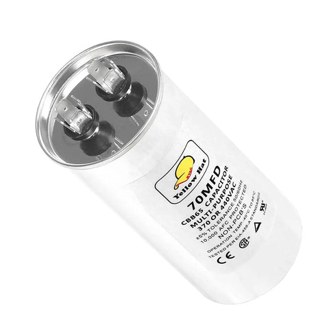 Air Conditioner Capacitor Replacement 70uF 370/440V Round, Multi-Purpose Run Or Start Capacitor For AC Motors, Fans, And Condensers