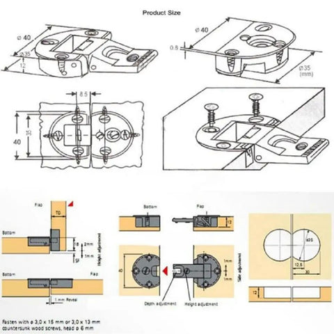 Heavy Duty Zinc Alloy Concealed Cabinet Door Hinges And Adjustable Hidden Hardware For Wood Furniture And Cabinets With Quick Install Wide Open Swing Built In Mounting Plates For Smooth Shut Action And Tight Fit On Household Projects