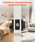 Full Metal Single Cylinder Deadbolt Lock Keyed One Side Comes With Three Heavy Duty Keys Matte Black Finish showing dimensions for standard doors.
