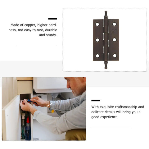 Heavy Duty Copper Cabinet Butt Hinges Thickened Decorative Door Hardware For DIY Cabinets And Cupboards image close-up
