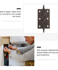 Copper Cabinet Butt Hinges for DIY Furniture and Cupboards Smooth Quiet Operation with Anti Rust Thickened Copper