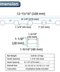 Diagram showing dimensions of Five Hook Towel Rack In Brushed Dark Gold Stainless Steel, Wall Mount Bathroom Organizer And Kitchen Towel Holder With SUS304 Build To Hang Towels, Robes And More.