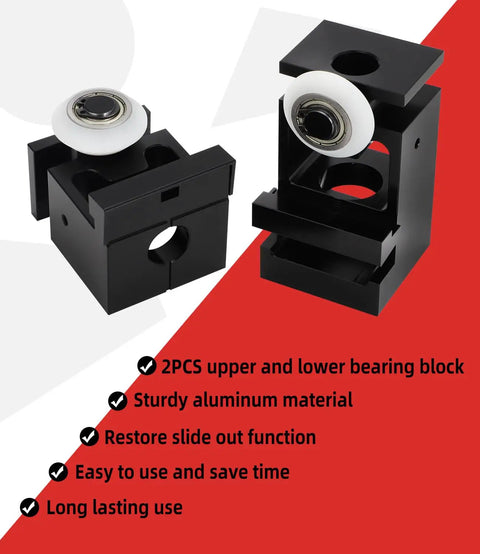 Standard Upper And Lower Bearing Block Set For RV Schwintek Slide Out In Wall Bearing System With V Roller Shoe Aluminum No Rivets