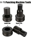 Single Hole Punch Die Set For Hydraulic Punch Tool Compatible With CH 70 Machines with lower and upper dies, heat-treated alloy steel.
