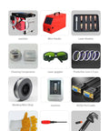 Packing list for Straight Up Heavy Duty 2000W 4 In 1 Integrated Fiber Laser Welder with tools and components included.