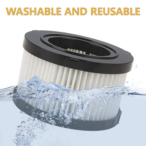 Replacement Vacuum Filter 2 Pack For DC5151H DC515 DCV517 Wet Dry Vacuum demonstrating washable and reusable feature.