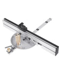 Dead On Table Router Gauge With Flip Stop Fence And Adjustable Protractor Angle Ruler For Smooth Woodwork and Easy Shop Mods Featuring Dual Metric Imperial Scales and Rock Solid Alignment, detailed view of aluminum and steel frame