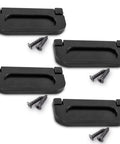 Four Pack Modern Hidden Recessed Door Pull Handles In Black Zinc Alloy For Cabinets Cupboards Drawers And Dressers Flush Ring Pulls With 64mm Hole Spacing Overall Size 75mm By 35mm Includes Mounting Screws