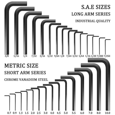 30 Piece Hex Key Set With Short And Long Arm SAE And Metric Allen Wrenches For Furniture Assembly, Bike Maintenance, Cars And More