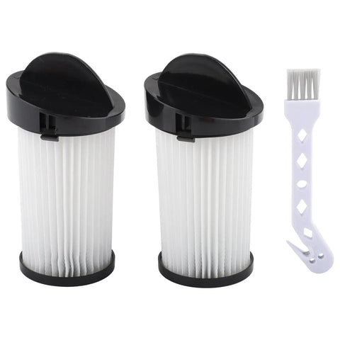 Top Shelf Washable Hepa Pre Motor Filter Replacement For Eyevac And Neovac Systems Keeps Your Central Vacuum Grabbing More Dust At Full Throttle Suction Performance, two filters with black tops and a cleaning brush.