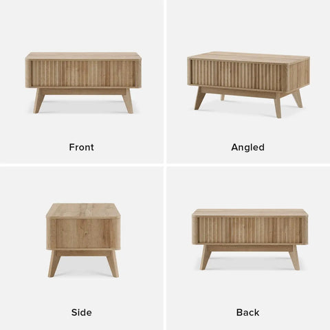 Lift Top Coffee Table With Hidden Storage, Mid Century Modern Farmhouse Design, Fluted Oak Finish Living Room Centerpiece That Hits Different And Keeps Your Layout Totally Clear