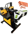 Techtongda 4 In 1 Hydraulic Busbar Bender And Cutter Machine Shearing Punching Electric Processor For Copper Aluminum Heavy Duty Tool with copper pieces.