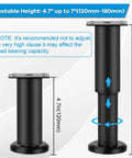 Heavy Duty Metal Adjustable Furniture Legs Set Of 4, 4.7 To 7 Inch, Replacement Legs For Couch Bed Desk Table Chair Sofa Dresser, Black Finish. Height chart and stability advisory visible.