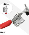 Heavy Duty Quick Release Toggle Clamp Vertical Hand Clip For CNC Woodworking And Metalworking, 27Kg Holding Power, 80mm Horizontal Hinged Clamp, Fast Clamping, Built Tough Metal Construction, Silver Finish, red handle