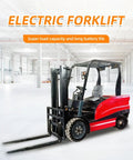 Heavy Duty Electric Forklift A Legit Workhorse For Commercial Warehouses And Industrial Material Handling Smooth Operator Built To Crush Heavy Loads All Day Long in warehouse with red and black design.