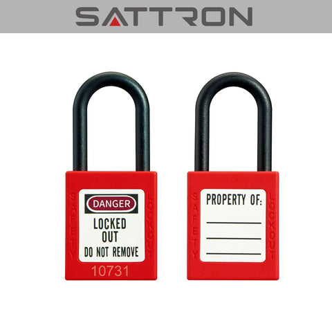 Pro Grade Lockout Tagout Padlock Kit Five Pack With Two Keys Each And Warning Labels And OSHA Compliant LOTO Locks Made From Non Conductive Nylon For Electrical And Mechanical Equipment Lockouts Easy To Spot In Any Shop.