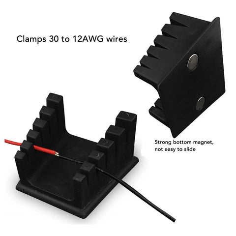 Keep Your Workbench Clean With This Sweet Soldering Wire Holder, featuring 5 heavy duty ABS slots for 30AWG to 12AWG wires.