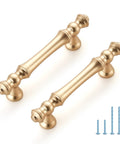Brushed Brass Cabinet Handles 10 Pack 3 Inch Hole Centers Zinc Gold Drawer Pulls for Cupboard Dresser Wardrobe with screws included