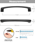 Measurements of 30 Pack 5 Inch Hole Center Kitchen Cabinet Handles Curved Black Zinc Alloy Drawer Pulls and adjustable screws.