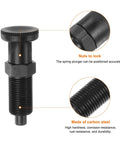 Heavy Duty Push Fit Ball Nose Spring Plunger With M20x1.5 Thread And 1.3 Inch Length showing carbon steel construction and locking mechanism.