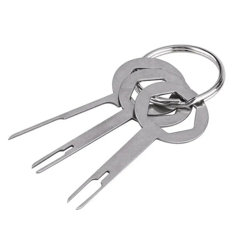 Heavy Duty Wire Terminal Removal Tool Set Three Piece Kit For Auto Electrical Plug Connector Pin Extractor With Comfortable Metal Handle