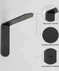 Tough As Nails Black L Shaped Shelf Bracket Stainless Steel Wall Mount For Floating Shelves, precision L-design, matte finish.