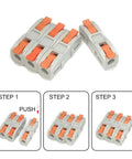 Multi In Out Wire Connector Terminal Block For Fast Tool Free Splicing Of Solid Stranded Copper Cables In Junction Boxes With Flame Retardant Pa66 Housing And Tin Plated Contacts Supporting Up to 32 Amps Perfect For Lighting Projects, 3-port