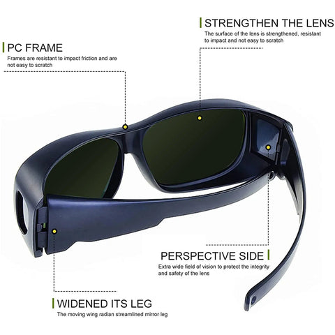 Shade 8 Welding Glasses With Wrap Around Frame 99 Percent UV Protection Anti Scratch Non Slip IR Blocking Lenses side view