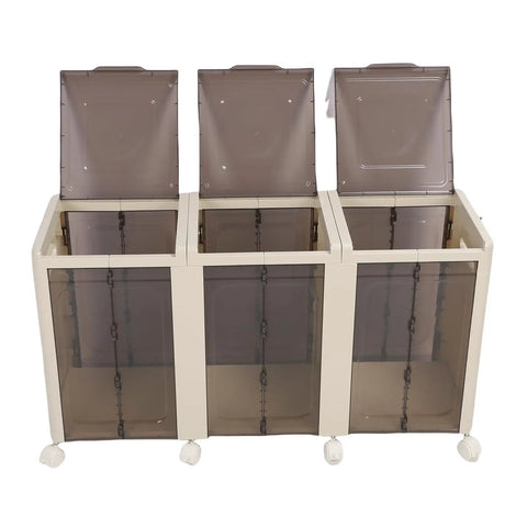 Rock Solid Stackable Storage Bins With Slick Roller Wheels And Safe Brakes, Foldable Plastic Containers Featuring Clear Sliding Doors For No Sweat Home Organization, Zero Hassle Collapsible Boxes For Clothes And Toys, 3 Tier