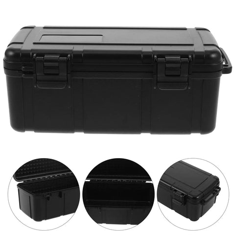 Portable Hard Tool Case Waterproof Shockproof Plastic Storage Box With Reliable Sealing And Explosion Proof Design For Outdoor Gear And Fieldwork Rugged Lockable Organizer in black with secure clasps.