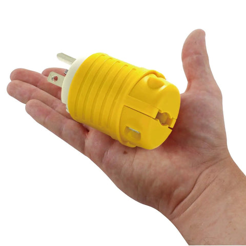 Person holding yellow component of Heavy Duty 5-15P To 5-15R Extension Cord End Kit Plug And Play Replacement Plug And Connector Set