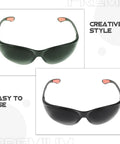 Top Shelf Welding Goggles 4 Pack With Splash Resistant Lens And Impact Rated Frame showing front view with dark lenses and rubber grips.