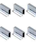 Six Pack 1.6 Inch Glass Finger Edge Pull Clips For Window Display Cabinets Polished Chrome Finish Stainless Steel Construction