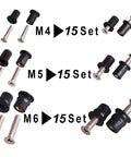 Beefy Neoprene Well Nuts Kit With Stainless Steel Screws M4 M5 M6, 45 Pairs Rubber Well Nuts shown with sizes M4, M5, M6