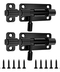Heavy Duty 2 Piece Black 4 Inch Slide Bolt Gate Latch Kit With Smooth Operation Crafted From Hardcore 304 Stainless Steel for secure outdoor access.