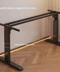Electric Height Adjustable Standing Desk with double beam support, thickened steel frame for durability, black color.