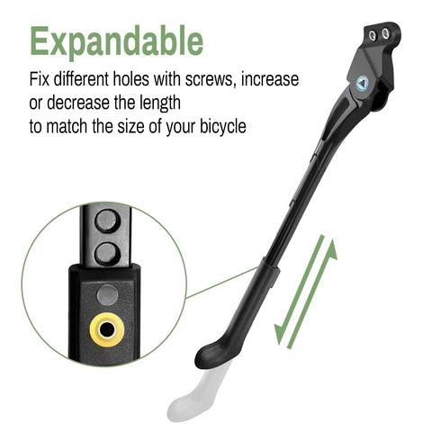 Adjustable 18mm Hole Spacing Bike Kickstand For 24, 26, And 27.5 Inch Mountain Bikes BMX MTB Side Kick Stand Fits 2 Chainstay Holes, Easy Install