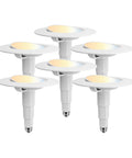 Jolux 6 Pack 5/6 Inch 5CCT LED Can Light Gimbal Retrofit Downlight, angled view showcasing the adjustable lens and color options.