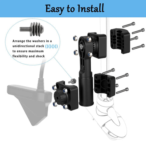 Zero Degree Transducer Mount For Trolling Motor Shaft Or Poles 1.1 To 1.38 Inch LVS32 Compatible assembly instructions