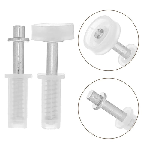 Heavy Duty 4 Piece Bi Fold Closet Door Hardware Kit With Top Roller Pivot Set In Modern White Finish Built For Super Smooth Glide And Rock Solid Performance On Interior Folding Doors Great For Quick Repairs And Maintaining Awesome Door Style Day, white pivot pins close-up