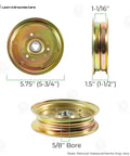 Flat Idler Pulley For Power Transmission With 1-1/16 Belt Groove, 5/8 Bore, 5-3/4 Outside Diameter, Heavy-Duty steel
