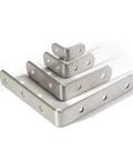 Heavy Duty L Shape Corner Brackets For Wood Furniture And Bedframes Keep Your Carpentry Tight With These Straight Up Stainless Steel 90 Degree Mounts In A Ten Pack, featuring various sizes and holes for easy installation.