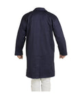 Lab Coat Navy Blue Long Sleeves Durable Polyester Cotton Drill Blend Large Size With Three Large Pockets For Easy Gear Storage