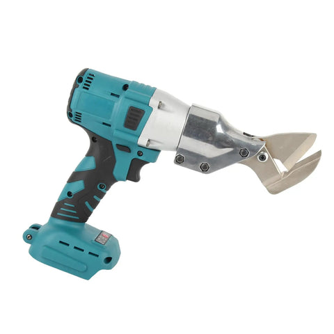 Heavy Duty Cordless Electric Metal Shears With 360 Degree Rotating Head For Cutting Sheet Metal Roofing And Wire Mesh Robust Abs Design Easy Grip Power Tool For Pro And Diy Projects Fast Clean Cuts side view of shears with ergonomic handle and metal cutting blades