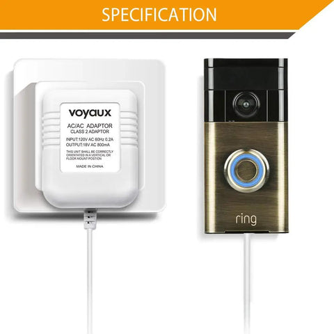 Universal 18V 800mA Doorbell Transformer Power Adapter with Ring video doorbell and specs