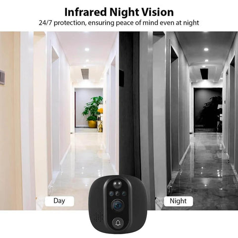 Smart Video Doorbell Camera With 4.3 Inch Display, WiFi Door Peephole Monitor, night vision demonstration in hallway